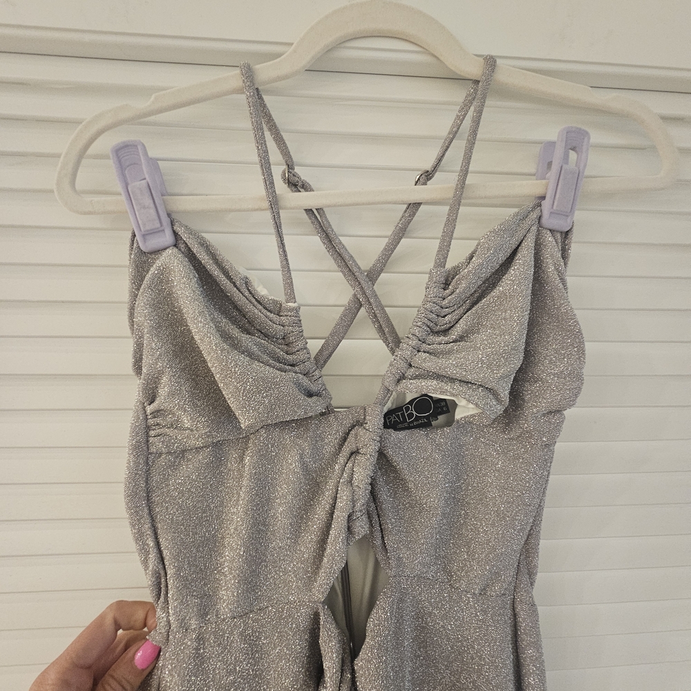 PatBO LUREX SILVER CUT OUT MAXI DRESS SZ 6 US - Picture 9 of 15